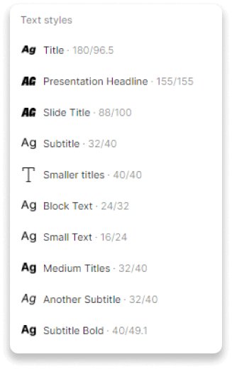 Templates and components had text styles to easily define hierarchies