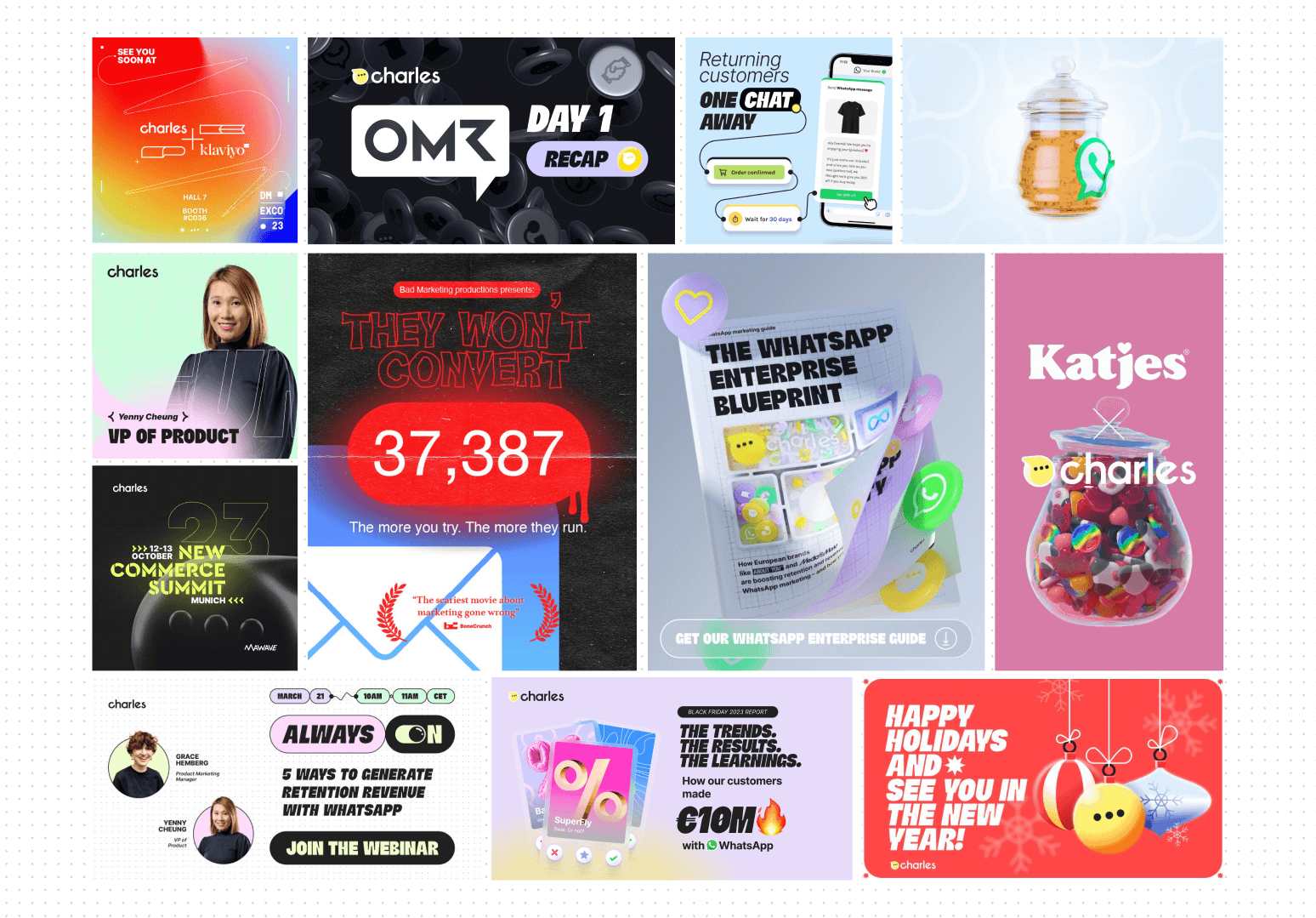 These are a few of the assets used across all charles channels